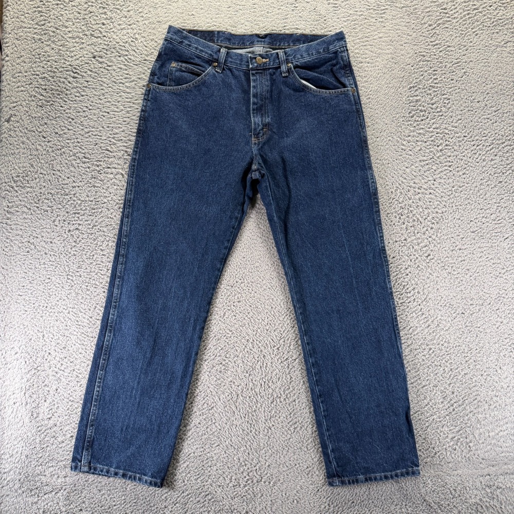 Wrangler Jeans Mens 34x29 Blue Cotton Denim Straight Travel Utility Workwear